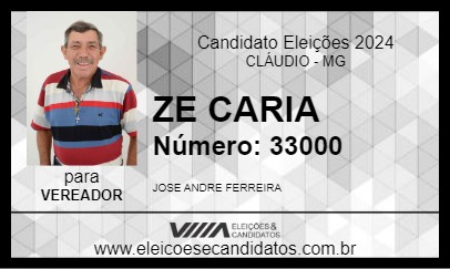 Candidato ZE CARIA 2024 - CLÁUDIO - Eleições