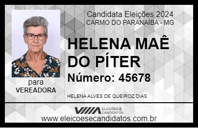 Candidato HELENA MAÊ DO PÍTER 2024 - CARMO DO PARANAÍBA - Eleições