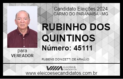 Candidato RUBINHO DOS QUINTINOS 2024 - CARMO DO PARANAÍBA - Eleições