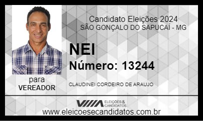 Candidato NEI 2024 - SÃO GONÇALO DO SAPUCAÍ - Eleições