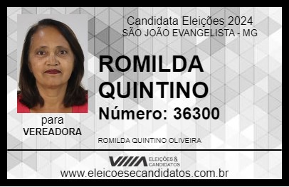 Candidato ROMILDA QUINTINO 2024 - SÃO JOÃO EVANGELISTA - Eleições