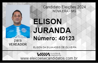 Candidato ELISON JURANDA 2024 - NOVA ERA - Eleições