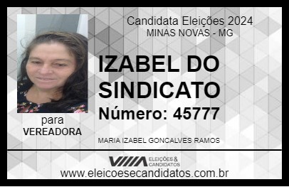 Candidato IZABEL DO SINDICATO 2024 - MINAS NOVAS - Eleições