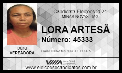 Candidato LORA ARTESÃ 2024 - MINAS NOVAS - Eleições