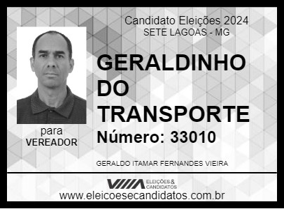 Candidato GERALDINHO DO TRANSPORTE 2024 - SETE LAGOAS - Eleições