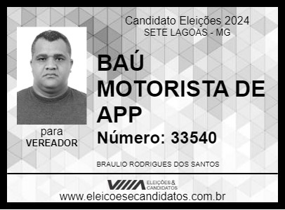 Candidato BAÚ MOTORISTA DE APP 2024 - SETE LAGOAS - Eleições