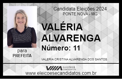 Candidato VALÉRIA ALVARENGA 2024 - PONTE NOVA - Eleições