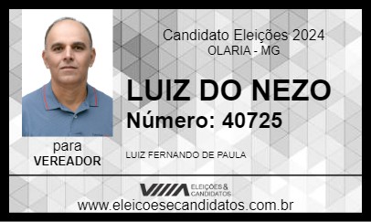 Candidato LUIZ DO NEZO 2024 - OLARIA - Eleições