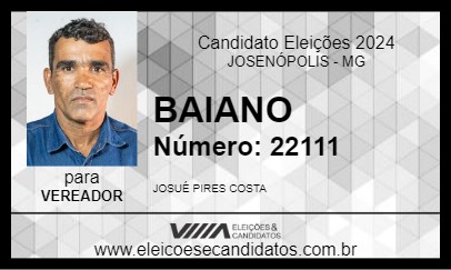 Candidato BAIANO 2024 - JOSENÓPOLIS - Eleições