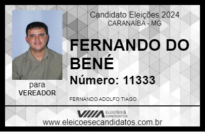 Candidato FERNANDO DO BENÉ 2024 - CARANAÍBA - Eleições