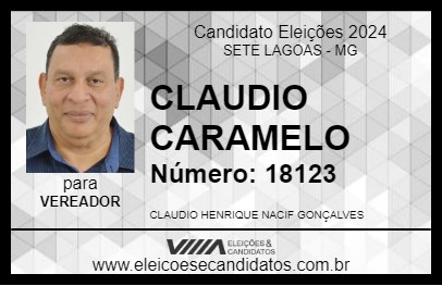 Candidato CLAUDIO CARAMELO 2024 - SETE LAGOAS - Eleições