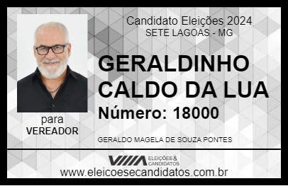 Candidato GERALDINHO CALDO DA LUA 2024 - SETE LAGOAS - Eleições