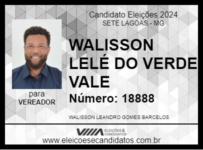 Candidato WALISSON LELÉ DO VERDE VALE 2024 - SETE LAGOAS - Eleições