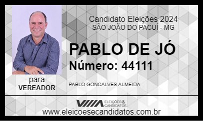 Candidato PABLO DE JÓ 2024 - SÃO JOÃO DO PACUÍ - Eleições