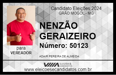 Candidato NENZÃO GERAIZEIRO 2024 - GRÃO MOGOL - Eleições