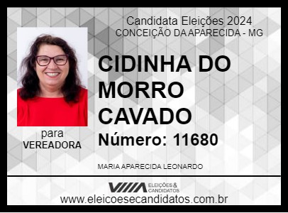 Candidato CIDINHA DO MORRO CAVADO 2024 - CONCEIÇÃO DA APARECIDA - Eleições