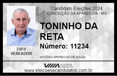 Candidato TONINHO DA RETA 2024 - CONCEIÇÃO DA APARECIDA - Eleições