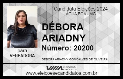 Candidato DÉBORA ARIADNY 2024 - ÁGUA BOA - Eleições