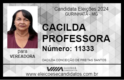 Candidato CACILDA PROFESSORA 2024 - GURINHATÃ - Eleições