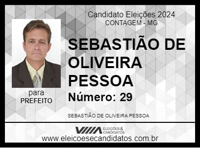 Candidato SEBASTIÃO DE OLIVEIRA PESSOA 2024 - CONTAGEM - Eleições