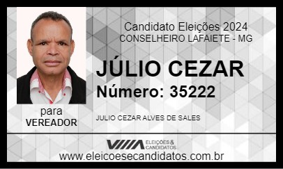 Candidato JÚLIO CEZAR 2024 - CONSELHEIRO LAFAIETE - Eleições