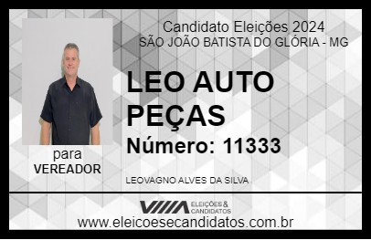 Candidato LEO AUTO PEÇAS 2024 - SÃO JOÃO BATISTA DO GLÓRIA - Eleições