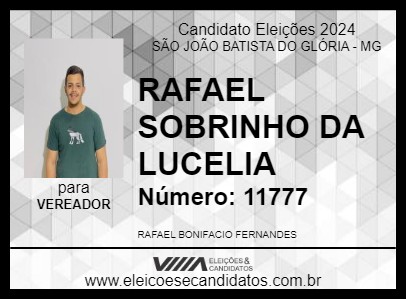 Candidato RAFAEL SOBRINHO DA LUCELIA 2024 - SÃO JOÃO BATISTA DO GLÓRIA - Eleições