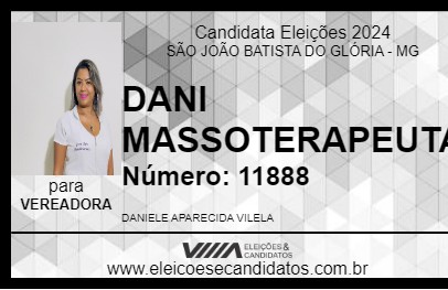 Candidato DANI MASSOTERAPEUTA 2024 - SÃO JOÃO BATISTA DO GLÓRIA - Eleições