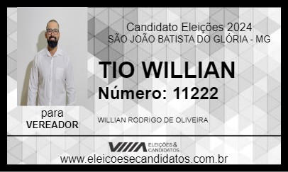 Candidato TIO WILLIAN 2024 - SÃO JOÃO BATISTA DO GLÓRIA - Eleições