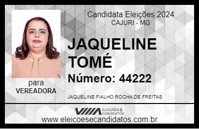 Candidato JAQUELINE TOMÉ 2024 - CAJURI - Eleições