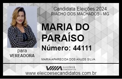 Candidato MARIA DO PARAÍSO 2024 - RIACHO DOS MACHADOS - Eleições