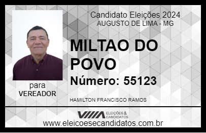 Candidato MILTAO DO POVO 2024 - AUGUSTO DE LIMA - Eleições