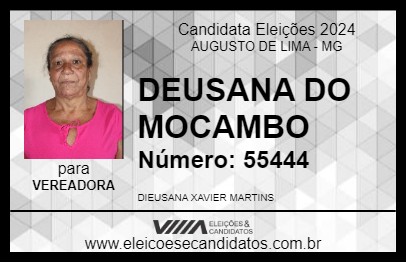 Candidato DEUSANA DO MOCAMBO 2024 - AUGUSTO DE LIMA - Eleições