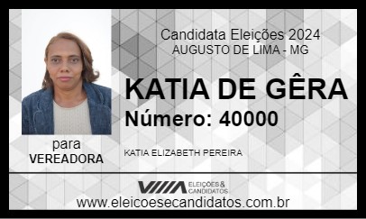 Candidato KATIA DE GÊRA 2024 - AUGUSTO DE LIMA - Eleições