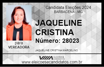 Candidato JAQUELINE CRISTINA 2024 - BARBACENA - Eleições