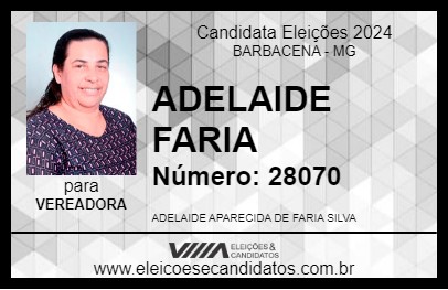 Candidato ADELAIDE FARIA 2024 - BARBACENA - Eleições