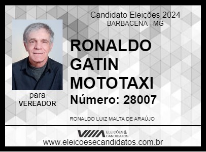 Candidato RONALDO GATIN MOTOTAXI 2024 - BARBACENA - Eleições