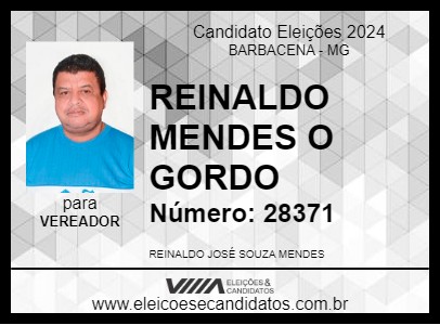 Candidato REINALDO MENDES O GORDO 2024 - BARBACENA - Eleições