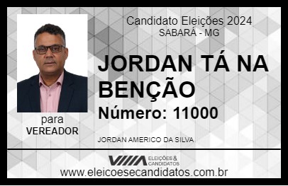 Candidato JORDAN TÁ NA BENÇÃO 2024 - SABARÁ - Eleições