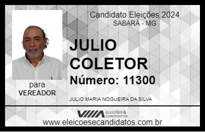 Candidato JULIO COLETOR 2024 - SABARÁ - Eleições