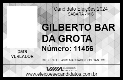 Candidato GILBERTO BAR DA GROTA 2024 - SABARÁ - Eleições