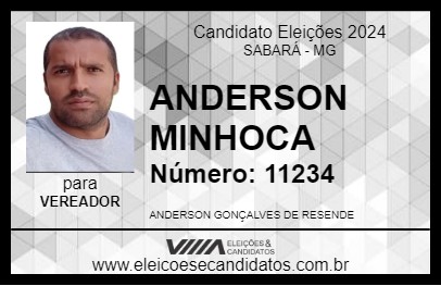 Candidato ANDERSON MINHOCA 2024 - SABARÁ - Eleições