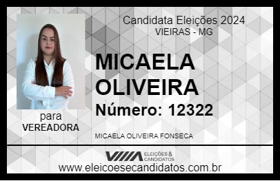 Candidato MICAELA OLIVEIRA 2024 - VIEIRAS - Eleições