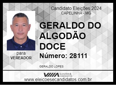 Candidato GERALDO DO ALGODÃO DOCE 2024 - CAPELINHA - Eleições