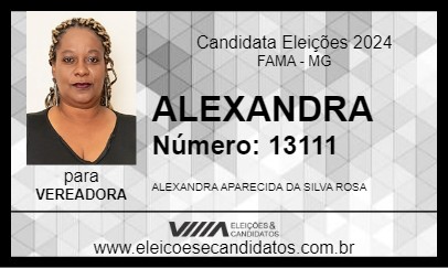 Candidato ALEXANDRA 2024 - FAMA - Eleições