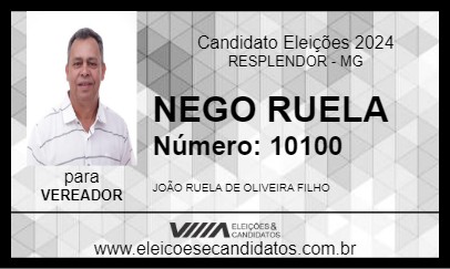 Candidato NEGO RUELA 2024 - RESPLENDOR - Eleições