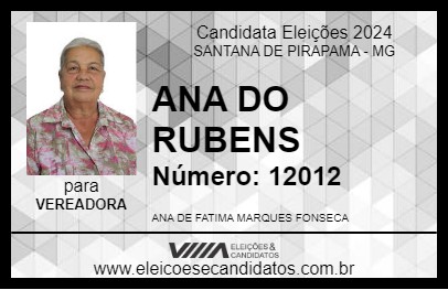 Candidato ANA DO RUBENS 2024 - SANTANA DE PIRAPAMA - Eleições