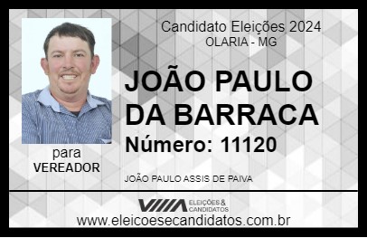 Candidato JOÃO PAULO DA BARRACA 2024 - OLARIA - Eleições