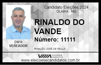 Candidato RINALDO DO VANDE 2024 - OLARIA - Eleições