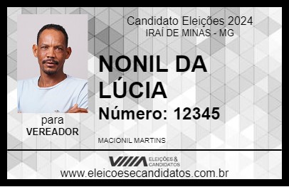 Candidato NONIL DA LÚCIA 2024 - IRAÍ DE MINAS - Eleições